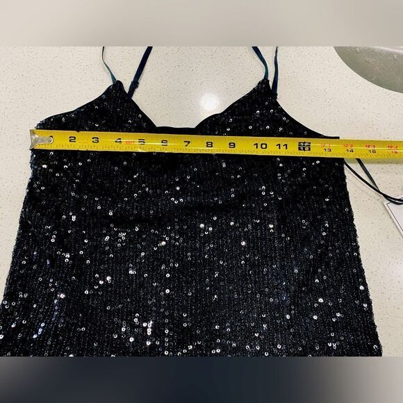 1.STATE Black Sequin Mini Dress Size 8 NWT Party Holiday Cocktail Glam - Picture 11 of 13